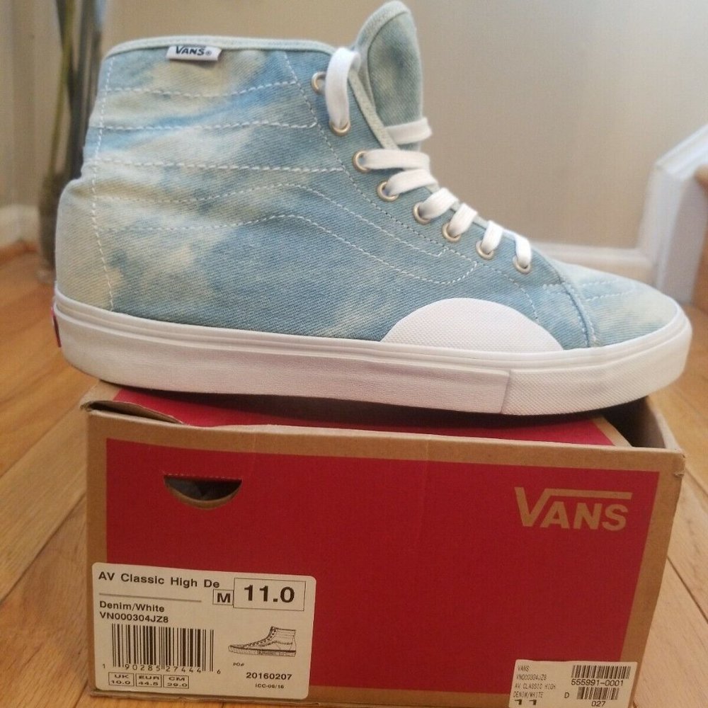 Vans Acid Wash Denim High Top Skate Shoes Men's Size 11 Mens Off The Wall RARE
